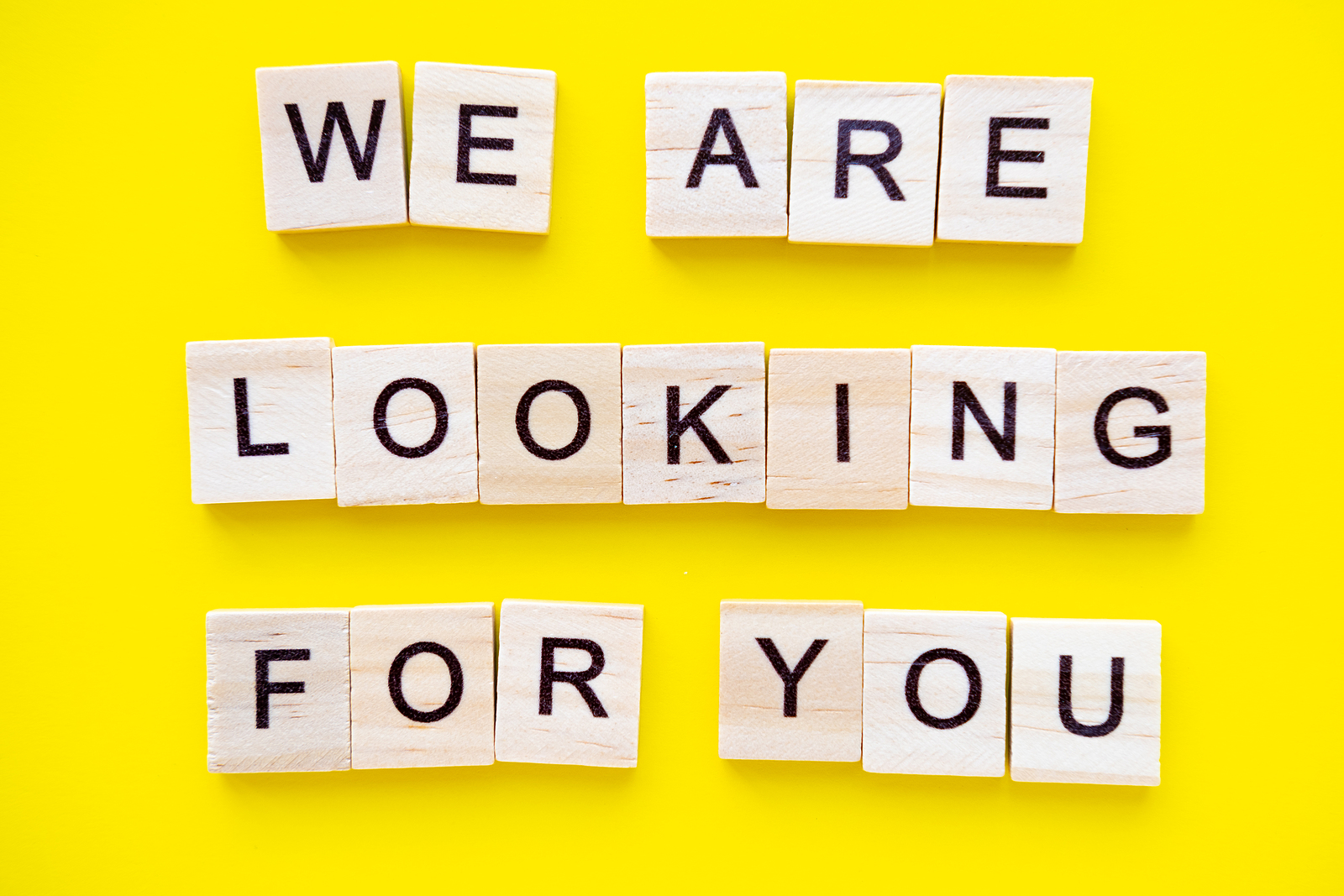 Words We Are Looking For You On Yellow Background. Job Board. 